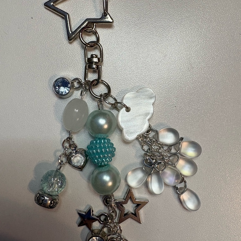 Silver and Blue Star Charm Key Holder - Picture 4 of 4